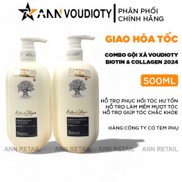 Combo Dầu Gội Xả Voudioty Biotin & Collagen 2024 Màu Trắng 500ml
