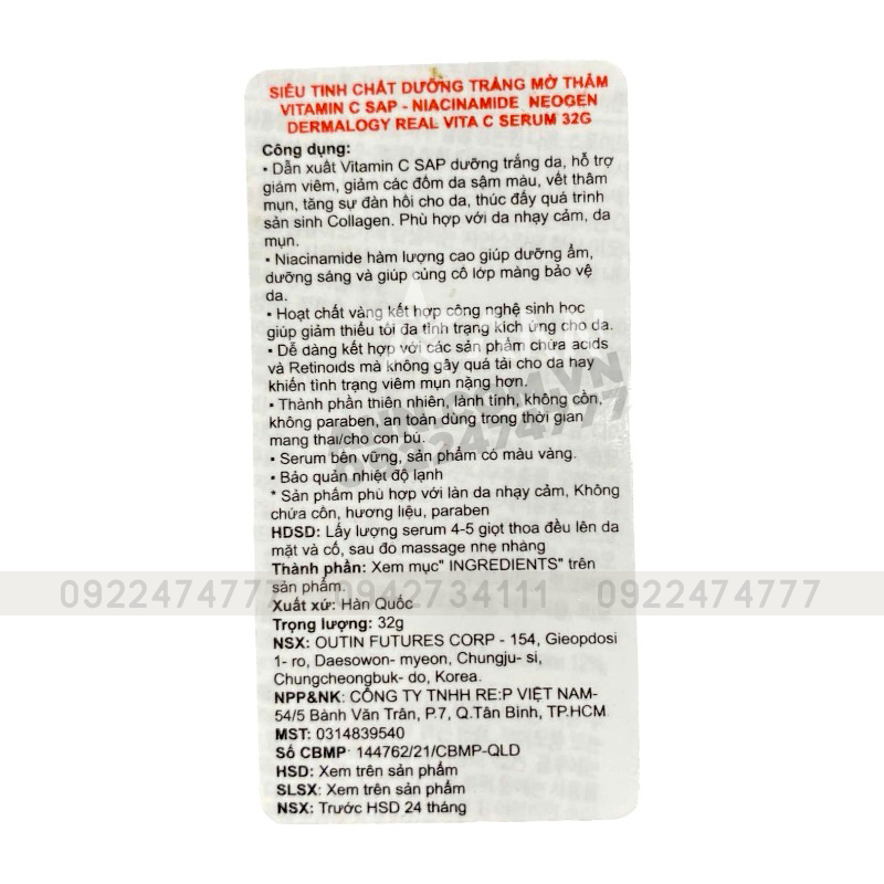 Nguồn sỉ serum Neogen Dermalogy Real Vitamin C 22% 32g Hỗ Trợ Dưỡng Sáng Da Nguồn sỉ serum Neogen Dermalogy Real Vitamin C 22% 32g Hỗ Trợ Dưỡng Sáng Da
