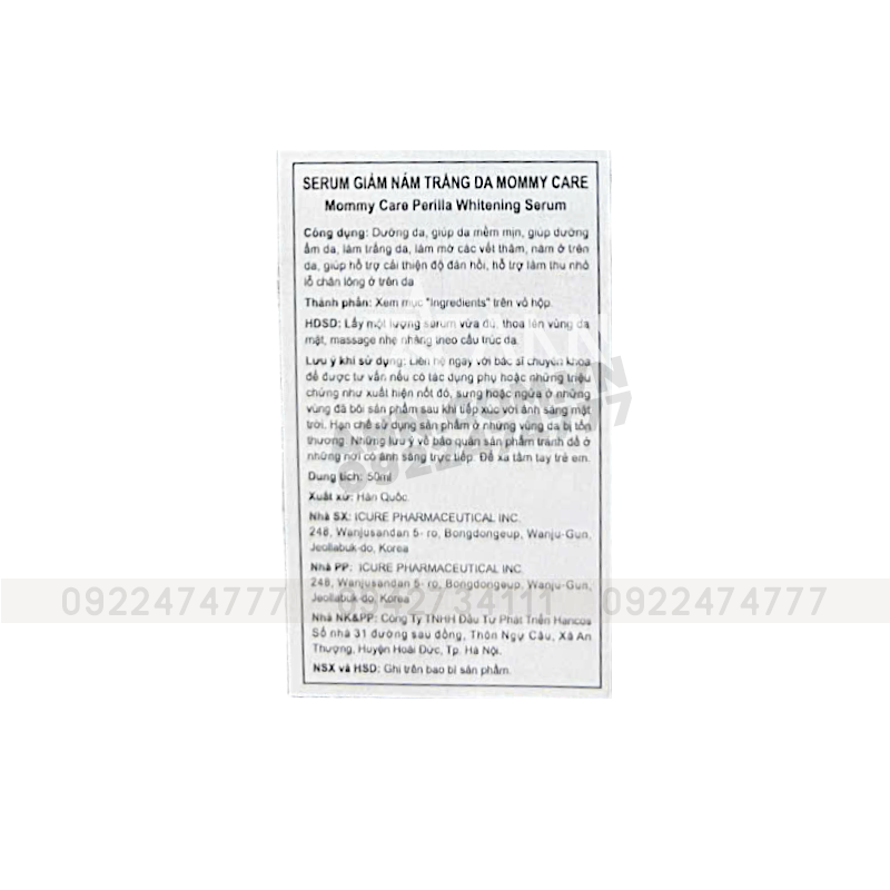 25668_khung-tem_20241107180417-1.png Serum Mommy Care Perilla Whitening Hàn Quốc Hỗ Trợ Giảm Nám 50ml - 8809684568712