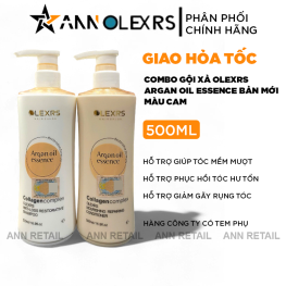 Combo Gội Xả Olexrs Argan Oil Essence Màu Cam 500ml - Phiên Bản Mới 2024