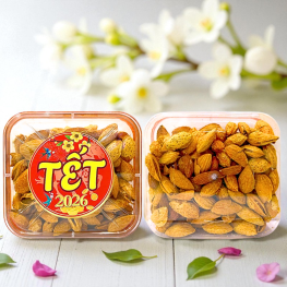 Hộp Hạnh Nhân Rang Bơ Hộp Vuông Tròn 500G Hộp Tết - HHNRBHCN500