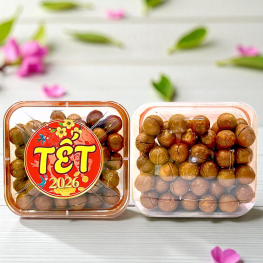 Hộp Hạt Macca Tây Nguyên Hộp Vuông Tròn 550G Hộp Tết - HMTNHCN550