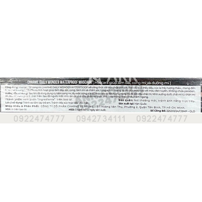Mascara Charme Daily Wonder Waterproof Không Lem Không Trôi Mascara Charme Daily Wonder Waterproof Không Lem Không Trôi