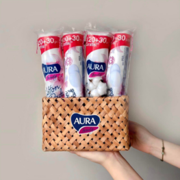 Bông Tẩy Trang Aura Chất Liệu Cotton Mềm Mại Cho Da 150 Miếng - 4751023290775