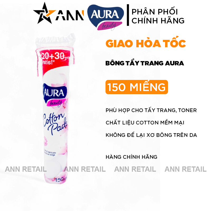 25794_khung-shopee-ann-retail-moi-0410_20241120175308-2.png Bông Tẩy Trang Aura Chất Liệu Cotton Mềm Mại Cho Da 150 Miếng - 4751023290775