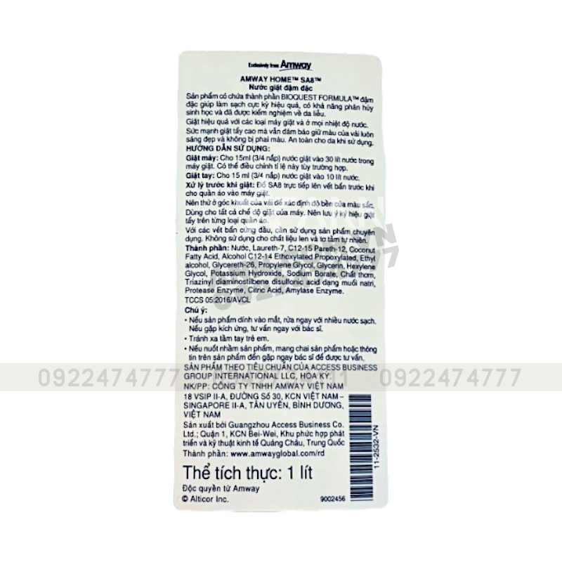 Nước Giặt Xả Đậm Đặc Amway Home SA8 Dung Tích 1 Lít Chính Hãng Nước Giặt Xả Đậm Đặc Amway Home SA8 Dung Tích 1 Lít Chính Hãng