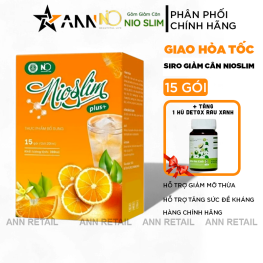 Siro NioSlim Plus + Vị Cam Thơm Ngon 15 Gói - Tặng 1 Hũ Detox Rau Xanh