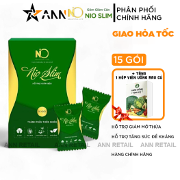Kẹo Gôm Nioslim Thơm Ngon 15 gói - Tặng 1 Hộp Viên Uống Rau Củ