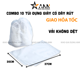 Combo 10 Túi Đựng Giày Khỏi Bụi Bẩn - Túi Vải Trắng Để Giày Dép Túi Xách - Bảo Quản Giày Dép 30x37cm - TDGD10