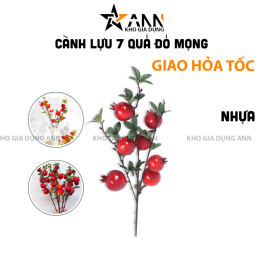 Cành Lựu 7 Trái Mọng Đỏ Cắm Bình Trang Trí Không Gian Sống - CL7TDM