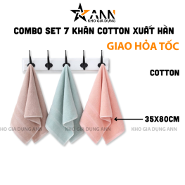 Combo 7 Khăn Cotton Mềm Mại - Khăn Xuất Hàn Cao Cấp 35x80cm - KCTHQ