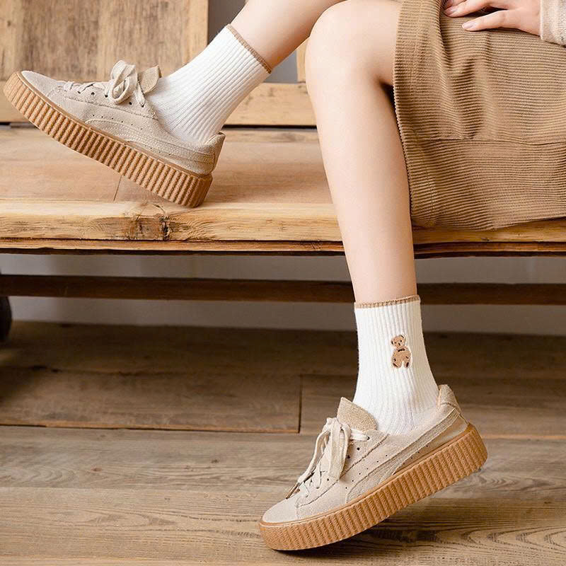 Set 5 Đôi Vớ Cổ Cao Họa Tiết Hình Gấu - Đôi Tất Cổ Cao Phong Cách Hàn Quốc Set 5 Đôi Vớ Cổ Cao Họa Tiết Hình Gấu - Đôi Tất Cổ Cao Phong Cách Hàn Quốc