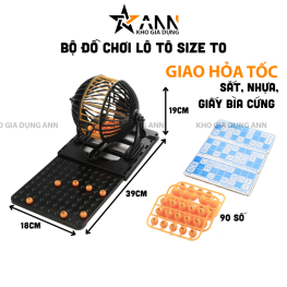 Bộ Đồ Chơi Lô Tô Size To - Loto Bingo 90 Số Có Tờ Thẻ Dò Và Lồng Quay Xổ Số Dịp Tết 25×25cm - BDCLTST01