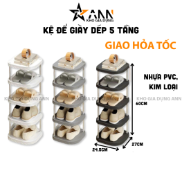 Kệ Để Giày Dép Khung Inox 5 Tầng Dễ Tháo Lắp - KDGD5TKI