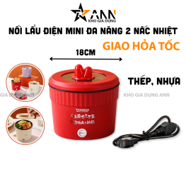 Nồi Lẩu Điện Mini Đa Năng 2 Nấc Nhiệt - Nồi Nấu Mì Dung Tích 1.5L 18cm - NLDBD02