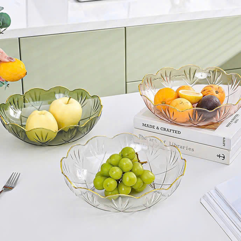 Đĩa Nhựa Đựng Trái Cây Viền Vàng Sang Trọng 25.2x7.5cm Đĩa Nhựa Đựng Trái Cây Viền Vàng Sang Trọng 25.2x7.5cm