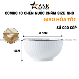 Combo 10 Chén Đựng Gia Vị Viền Đen - Chén Đựng Nước Chấm Bằng Sứ Cao Cấp 8,5x6cm - CDGV03