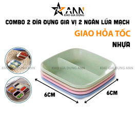 Combo 2 Chén Đựng Gia Vị 2 Ngăn - Chén Đựng Nước Chấm Bằng Nhựa Cao Cấp 6x6cm - CDGV04