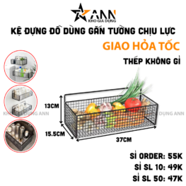 Kệ Lưới Dán Tường - Kệ Đựng Đồ Bằng Thép Không Gỉ Chịu Lực Tốt 37x15,5x13cm - KDT02