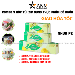 Combo 3 Hộp Túi Zip Đựng Thực Phẩm Có Khóa – Hộp Túi Zip Trong Suốt Bảo Quản Thực Phẩm Nhiều Kích Cỡ - DTP01