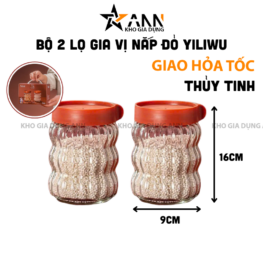 Bộ 2 Hũ Đựng Gia Vị Thủy Tinh Cao Cấp - Lọ Gia Vị Nắp Đỏ YILIWU 9x16cm - DGV02