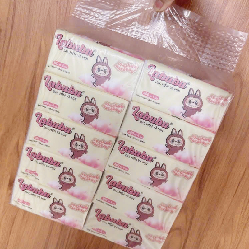26086_z6251641216837-29bb012e128869ab5e07669625e60394_20250206104206-2.jpg Set 10 Gói Túi Khăn Giấy Rút 4 Lớp 300 Tờ Cao Cấp - Khăn Giấy Rút Labubu Đa Năng 12x18cm - KGR02