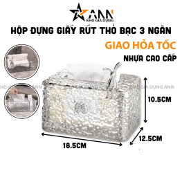 Hộp Đựng Giấy Rút Thỏ Bạc 3 Ngăn Cao Cấp 10.5x12.5x18.5cm - HDGR01