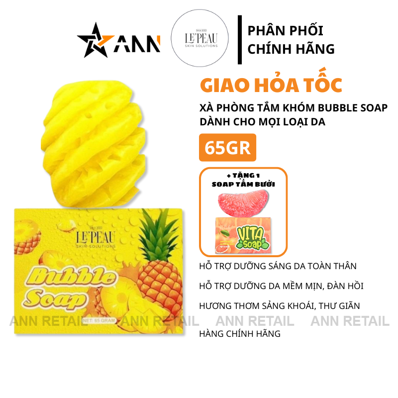 26106_20_20250319180236-2.png Xà Bông Tắm Trắng Body Khóm Bubble Soap 65g & Bưởi Vita Soap 85g Le Peau - Combo 2 (1 Khóm + Tặng 1 Bưởi) - XBTTB