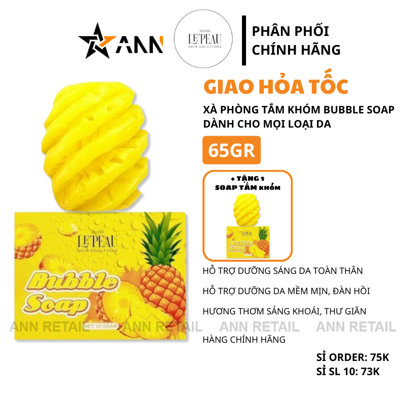 26109_xa-bong-vita-soap-xbttb_20250211185322-2.png Xà Bông Tắm Trắng Body Khóm Bubble Soap 65g Le Peau - Combo 2 (1 Khóm + Tặng 1 Khóm) - XBTTBK