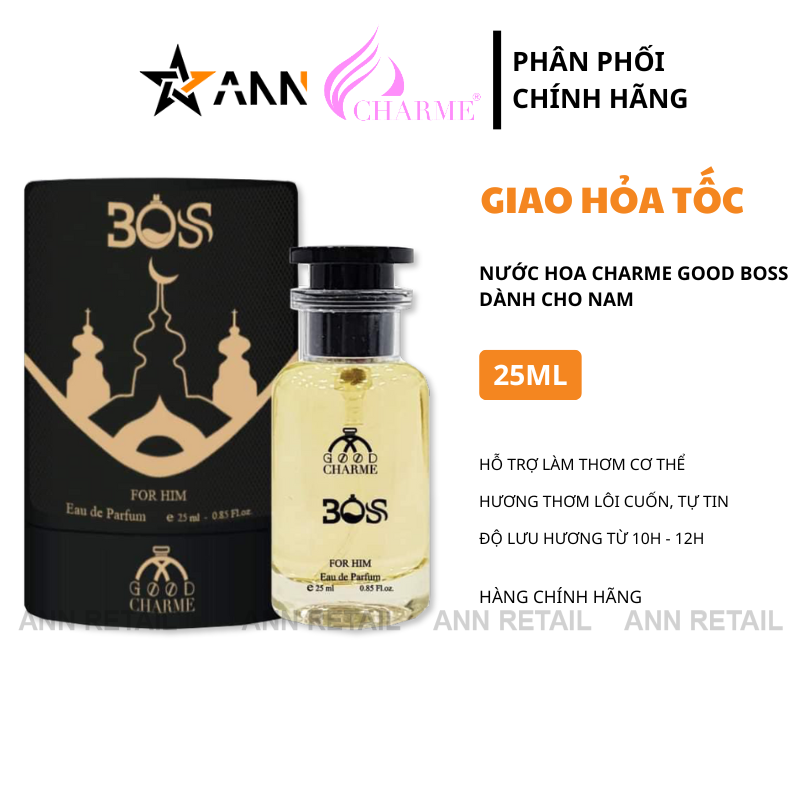 Nước Hoa Charme Good Boss 25ml Mùi Nam Màu Vàng - Hương Thơm Lôi Cuốn & Tự Tin Nước Hoa Charme Good Boss 25ml Mùi Nam Màu Vàng - Hương Thơm Lôi Cuốn & Tự Tin