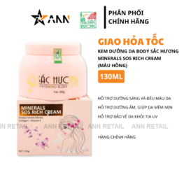 Kem Dưỡng Da Body Sắc Hương Minerals Sos Rich Cream - Hộp Màu Hồng 130ml - KDSHMH