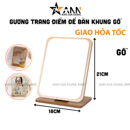 Gương Gỗ Để Bàn - Giương Trang Điểm Để Bàn - Gương Gỗ - Khớp Xoay 180 Độ 19x16cm - GGDB01