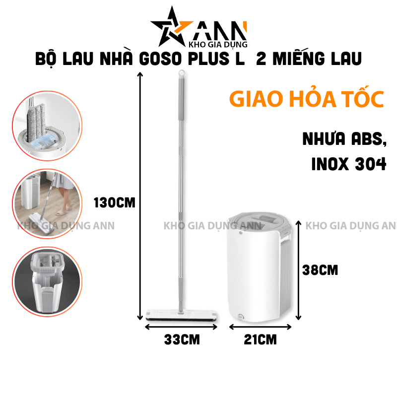 26150_443_20250320121717.png Cây Lau Nhà GOSO Plus L + 2 Miếng lau + Thùng - Cây Lau Nhà Tự Vắt Xoay 360 Độ 33×12×130cm 21×21×38cm - CLNTV01