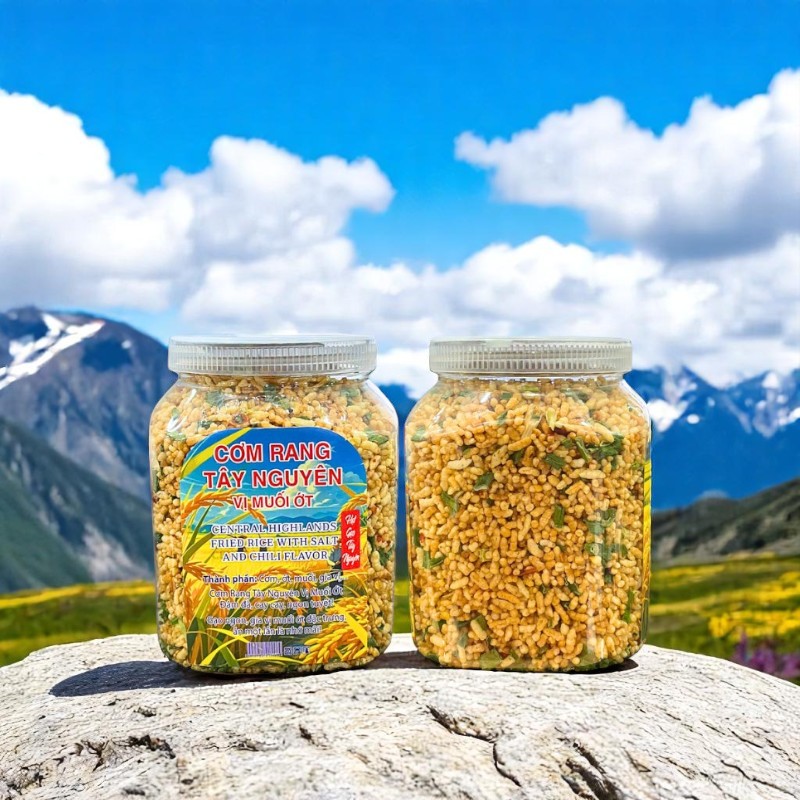 Nguồn sỉ cơm Rang Tây Nguyên Vị Muối Ớt Thơm Ngon Hộp 500g Nguồn sỉ cơm Rang Tây Nguyên Vị Muối Ớt Thơm Ngon Hộp 500g