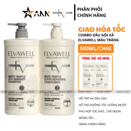 Combo Dầu Gội Xã Elvawell 500ml Màu Trắng Hỗ Trợ Nuôi Dưỡng Tóc Suôn Mượt Và Giảm Gàu - Tặng Gói Test Mini