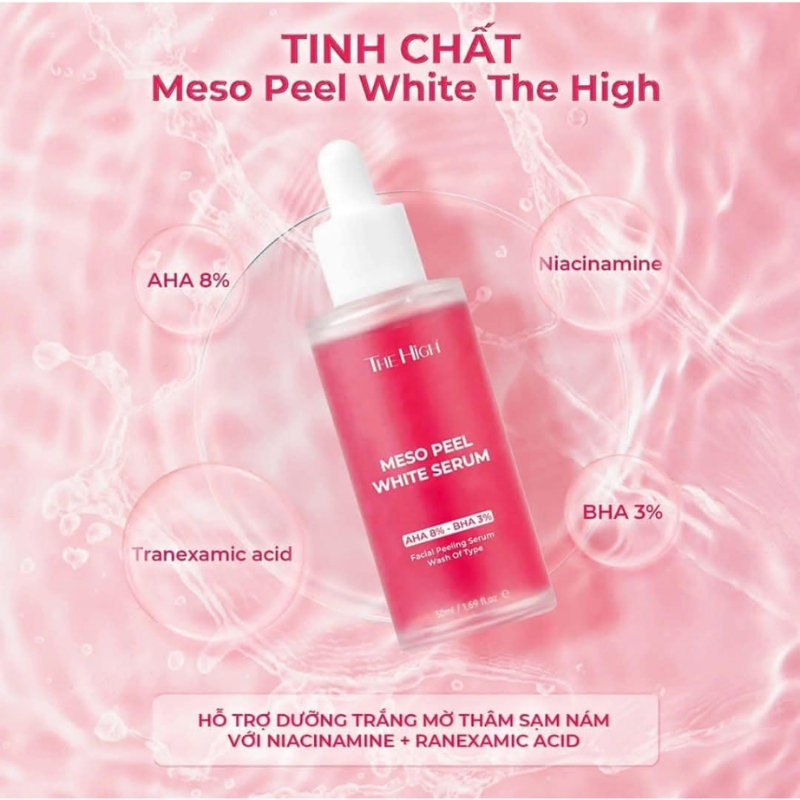 Tinh Chất Serum Meso Peel The High 50ml - Serum Hỗ Trợ Dưỡng Sáng Mờ Thâm Cải Thiện Lão Hóa Da - Serum The High Chính Hãng
