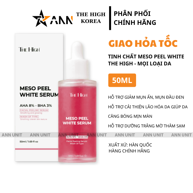 Tinh Chất Serum Meso Peel The High 50ml - Serum Hỗ Trợ Dưỡng Sáng Mờ Thâm Cải Thiện Lão Hóa Da - Serum The High Chính Hãng