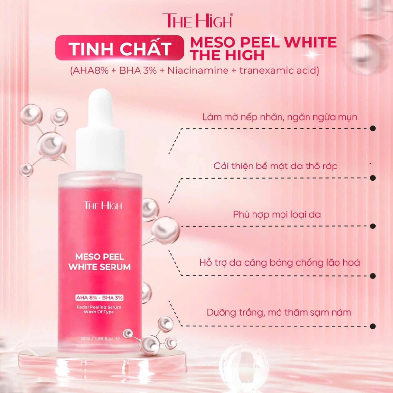 Tinh Chất Serum Meso Peel The High 50ml - Serum Hỗ Trợ Dưỡng Sáng Mờ Thâm Cải Thiện Lão Hóa Da - Serum The High Chính Hãng