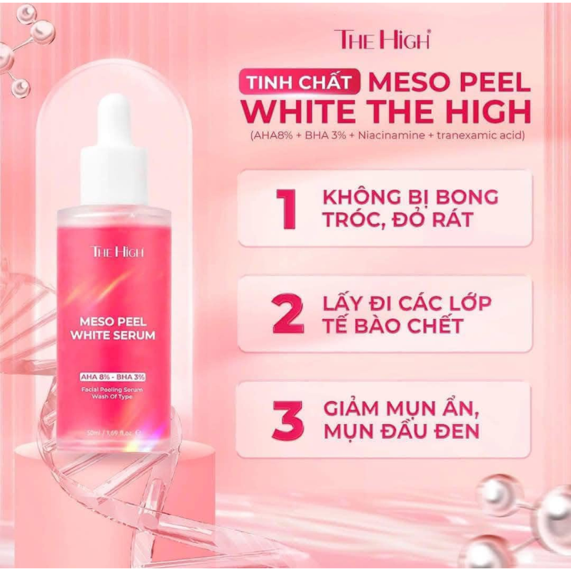Tinh Chất Serum Meso Peel The High 50ml - Serum Hỗ Trợ Dưỡng Sáng Mờ Thâm Cải Thiện Lão Hóa Da - Serum The High Chính Hãng