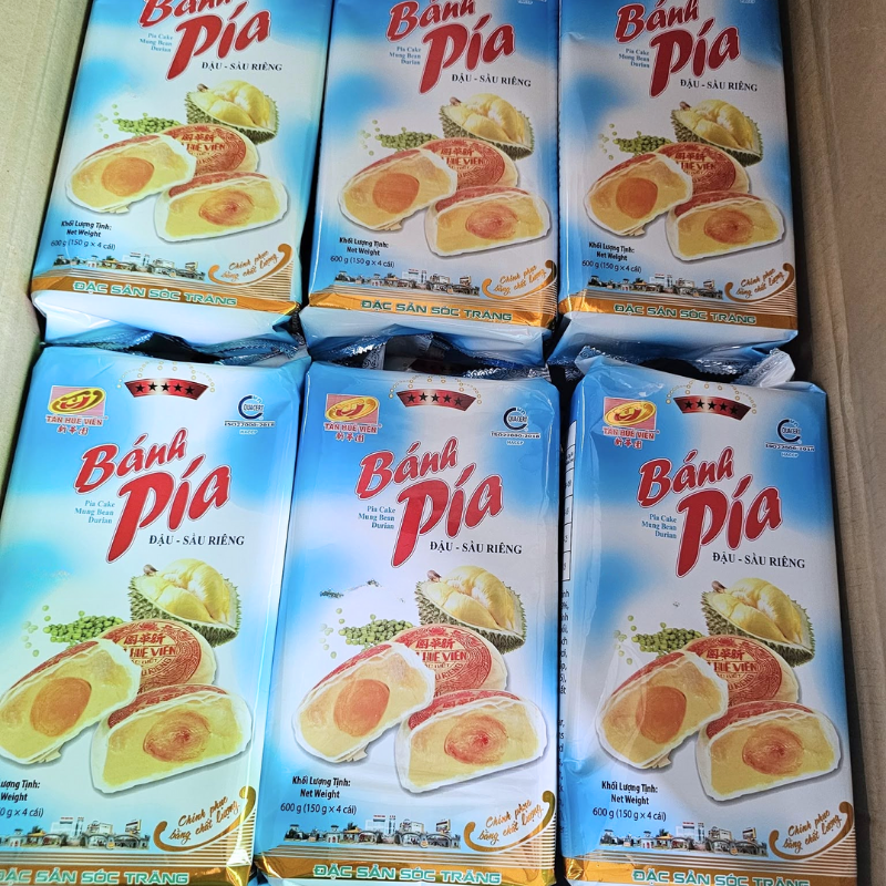 26623_4_20250828120146-1.png Bánh Pía Đậu Sầu Riêng Tân Huê Viên Màu Xanh Thơm Ngon 600g (150g x 4 cái) - 8936014315569