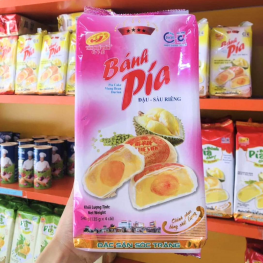 Bánh Pía Đậu Sầu Riêng Tân Huê Viên Màu Hồng Thơm Ngon 600g (150g x 4 cái) - BPDSRMH600G