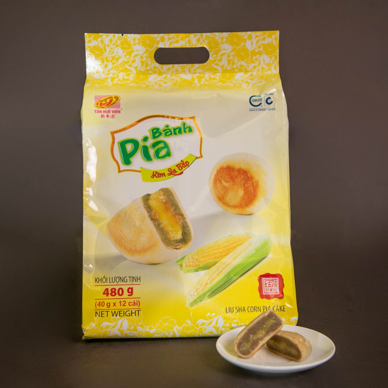 Bánh Pía Kim Sa Bắp Tân Huê Viên Thơm Ngon 480g (40g x 12 cái) Bánh Pía Kim Sa Bắp Tân Huê Viên Thơm Ngon 480g (40g x 12 cái)