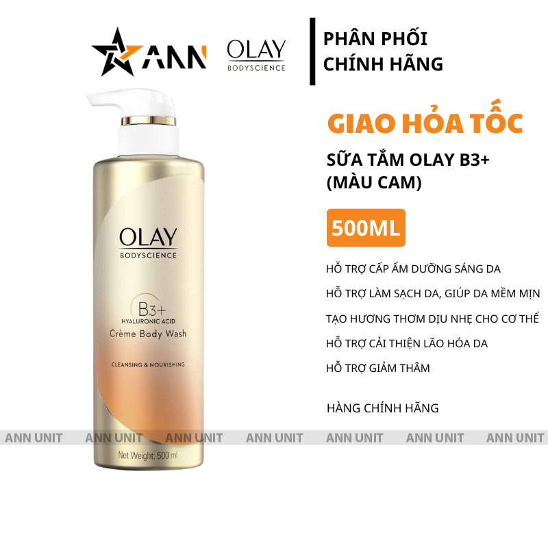 26658_5_20250901162045.png Sữa Tắm Dưỡng Sáng Da Olay B3+ Hyaluronic Acid Màu Cam 500ml - 4902430925747