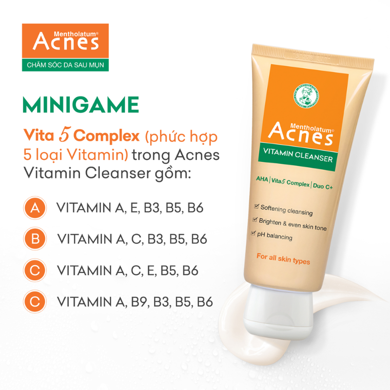 Sữa Rửa Mặt Mentholatum Acnes Vitamin Cleanser 100g - Sữa Rửa Mặt Acnes Dành Cho Da Thâm Mờ Thâm Sẹo Sữa Rửa Mặt Mentholatum Acnes Vitamin Cleanser 100g - Sữa Rửa Mặt Acnes Dành Cho Da Thâm Mờ Thâm Sẹo