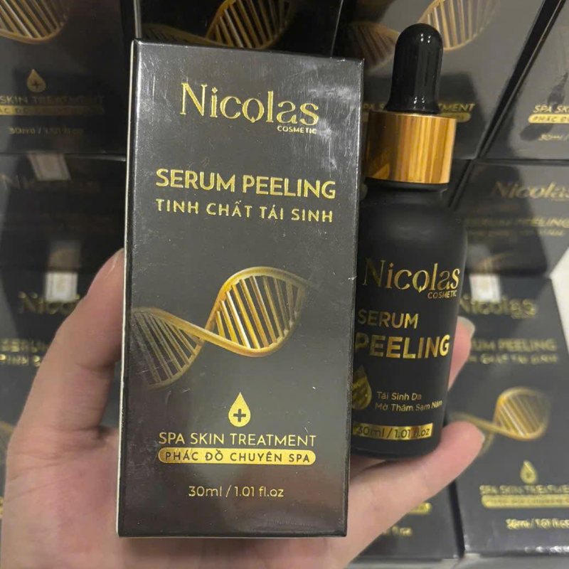 Combo Tái Sinh Nicolas - Serum Peeling 30ml & Kem Face Men Tảo Xanh Collagen 5g Combo Tái Sinh Nicolas - Serum Peeling 30ml & Kem Face Men Tảo Xanh Collagen 5g