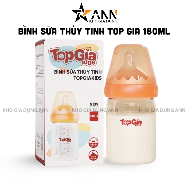 26878_1_20251015111030.png Bình Sữa Thủy Tinh Top Gia Kid 180ml Núm Ti Silicone Mềm - BSCB01