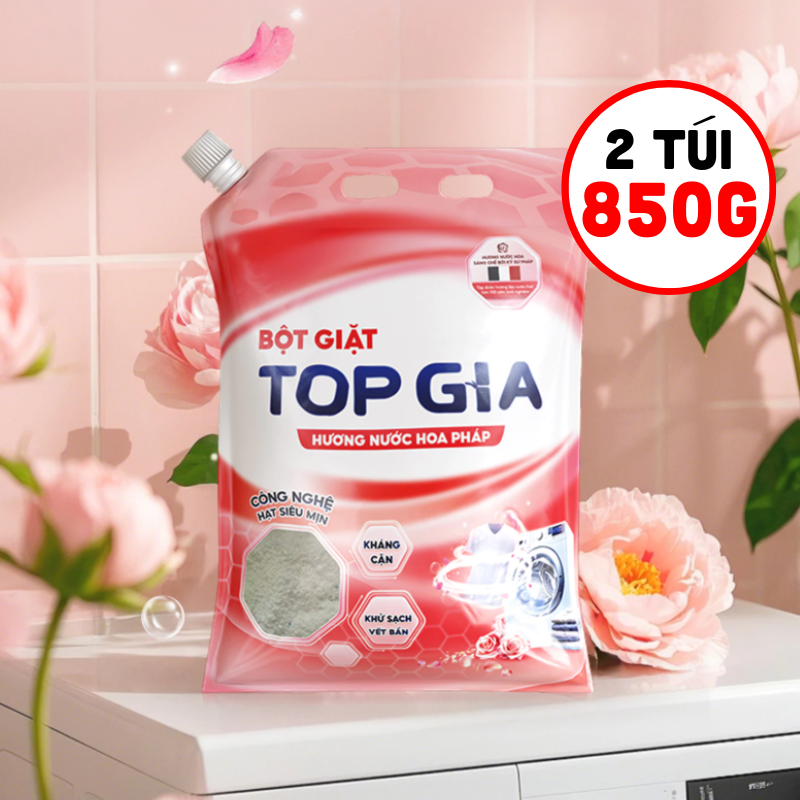 Combo 2 Túi Bột Giặt Quần Áo Top Gia 850g/Túi Hương Nước Hoa Pháp Combo 2 Túi Bột Giặt Quần Áo Top Gia 850g/Túi Hương Nước Hoa Pháp