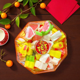 Kẹo Dẻo Bông Marshmallow 120g - Hộp Bát Giác Hộp Quà Tết 2026 - KDBMHBG120G