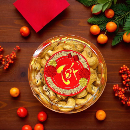 Hạt Điều Rang Muối Đã Tách Vỏ Lụa 230g - Hộp Tròn Nhỏ Hộp Quà Tết 2026 - HDRMTVHTN230G