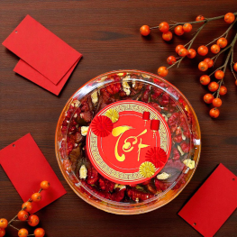 Quả Óc Chó Ruột Đỏ Tách Vỏ 230g - Hộp Tròn Nhỏ Hộp Quà Tết 2026 - QOCTVHTN230G